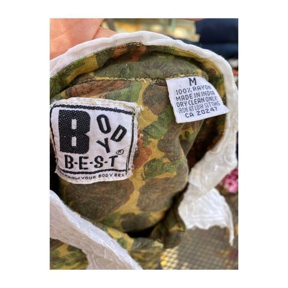 Dark Fall Floral Blouse Button Up 90s Lace Collar Sz M - Picture 10 of 11